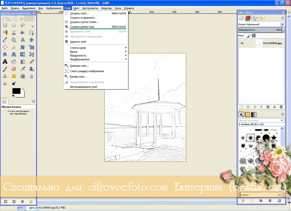 стилизация фото графическим редактором GIMP