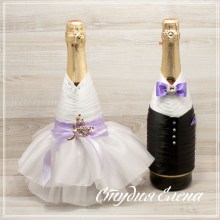 Чехлы на шампанское черно-белые с фиолетовым
