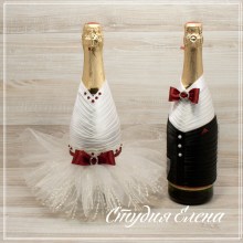 Чехлы на шампанское черно-белые с красным