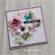 открытка ручной работы розовый цветок