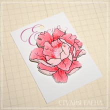 Брошь деревянная цветок розовый